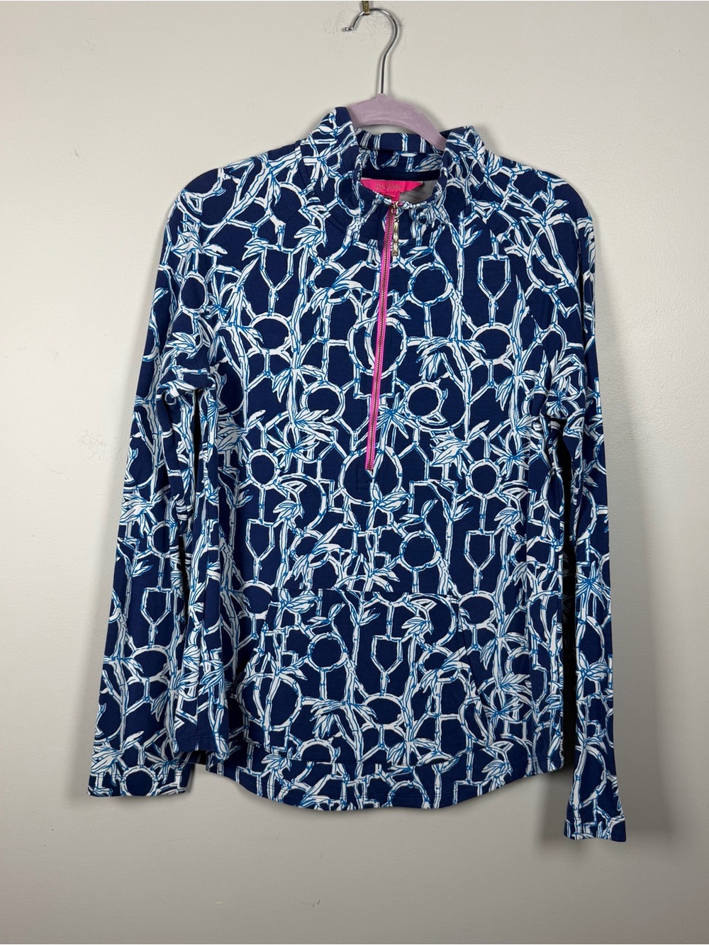 Lilly Pulitzer Edgewater Popover High Tide Navy Lucky Bamboo Medium Sweatshirt